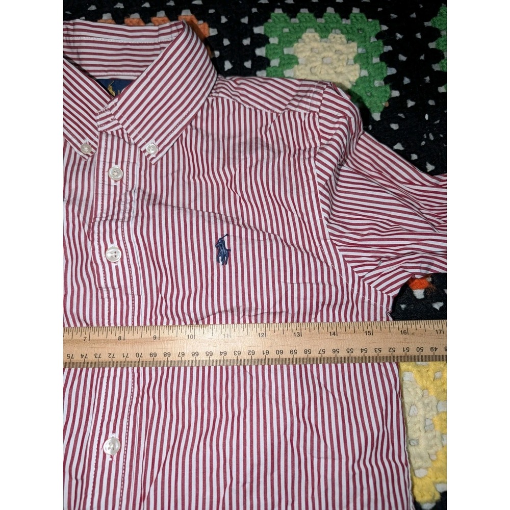 Boys Ralph Lauren long sleeve red & striped button up shirt Size 10-12 - Picture 4 of 6